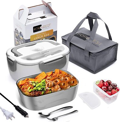 #ad FORABEST Electric Lunch Box 3 In 1 Portable Food Warmer Lunch Box Gray $43.19