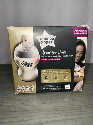 4X TOMMEE TIPPEE BABY BOTTLE CLOSER TO NATURE 9OZ 260ML ANTI COLIC VALVE NEW $16.00