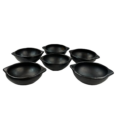 #ad SET OF 6 La Chamba 6quot; Bowls Colombian Black Clay Pottery Rustic Primitive $149.95
