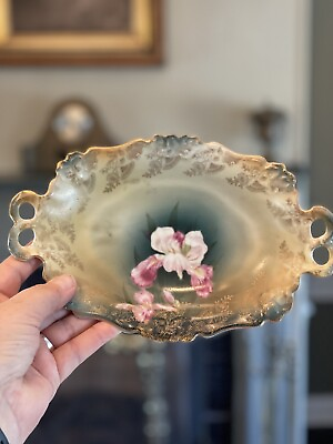 Antique ROSENTHAL Pensée BAVARIA handled Oval Dish with Orchid $48.00