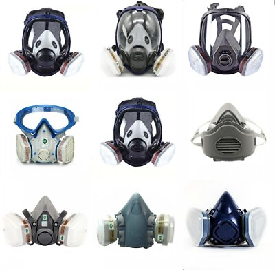 #ad Full Half Face Gas Mask Respirator Set For Painting Spraying Safety Facepiece US $15.99
