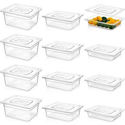 #ad #ad 12 Pcs Clear Food Pans with Lids Stackable Plastic Pan Salad Bar Containers C... $89.62