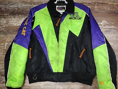 #ad Vintage ARCTIC CAT Arcticwear snowmobile jacket Neon THINSULATED 80s 90s $29.75