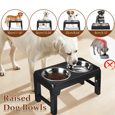 Elevated Raised Dog Pet Food and Water Feeder Bowl Stand Tray Stainless Steel US $28.56