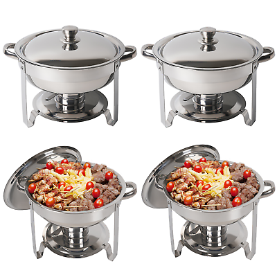 4 Pack Chafing Dish 5 QT Food Warmer Stainless Steel Buffet Set Catering Chafer $99.89