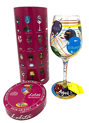 #ad Lolita Aged to Perfection 15 oz Collectable Hand Painted Wine Glass in Box New $14.99