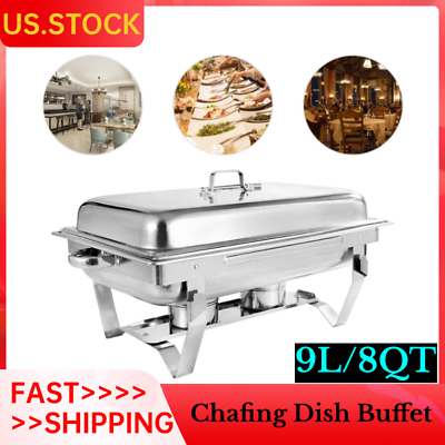 Chafing Dish Buffet Set 8Qt Chafing Pans Stainless Steel Chafer Full Size Buffet $47.68