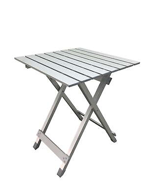 #ad Portable Folding Aluminum Camping Table Roll Up Adjustable Leg Outdoor Silver $25.98
