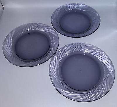 #ad #ad Pyrex Amethyst Swirl Rim Glass Set of 3 Festiva Salad Plates $12.00
