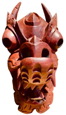 #ad #ad QT S Garuda Dragon Wooden Helmet Wall Hanging Helmet Hand Carved on Single Wood $149.99