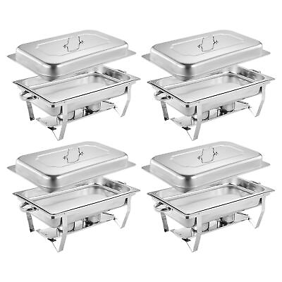 #ad 4 Pack Chafing Dish 8 QT Food Warmer Stainless Steel Buffet Set Catering Chafer $175.88