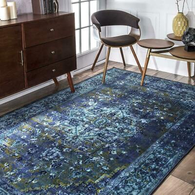 #ad nuLOOM Overdyed Vintage Traditional Distressed Area Rug in Blue $134.41