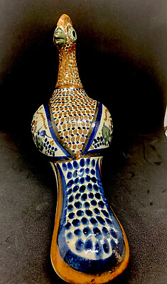 XLarge Vintage Art Pottery Mexican Tonala Burnished Clay Pottery Pheasant Bird $57.40