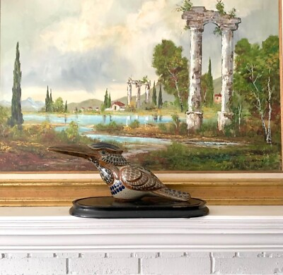 Vintage Hand Painted Unique Bird Figurine Beautiful Pottery for Home Decor $85.00