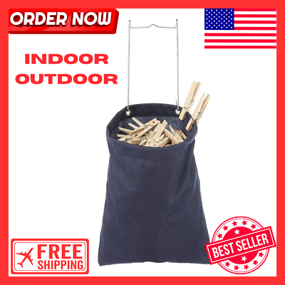 #ad Hanging Clothes pin Bag Navy 11quot; x 13quot; 200 Laundry Indoor Outdoor $6.45