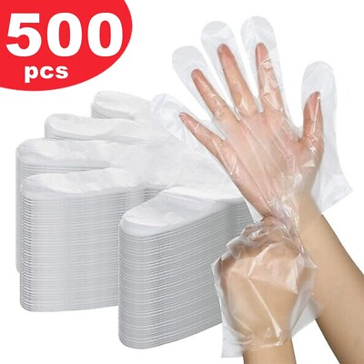 #ad #ad 500Pcs PE Clear Disposable Gloves Plastic Gloves Poly Gloves Hair Coloring L US $3.67