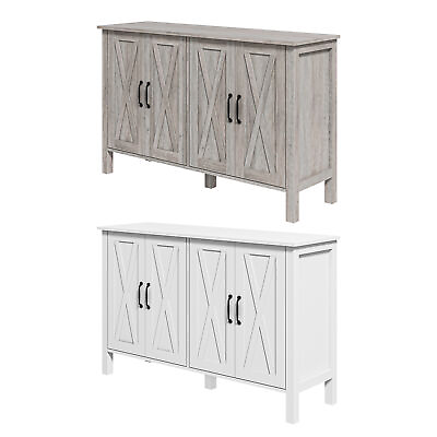 #ad Buffet Cabinet 47quot; Sideboard with 4 Barn Doors and 2 Adjustable Shelves $148.99