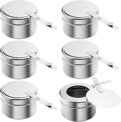 #ad #ad 6 PCS Chafing Fuel Holder with Cover Stainless Steel Chafer Wick Fuel Sterno Ca $38.74