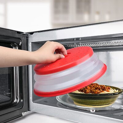 #ad Microwave Food Cover Splatter Proof Vented Collapsible With Easy Grip Hand $8.50