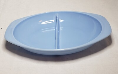 Vintage Blue Pyrex #1063 Divided Serving Baking Dish 1 1 2 Qt Glass No Lid $22.95