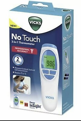 #ad #ad VICKS NO TOUCH 3 IN 1 FOREHEAD THERMOMETER BODY FOOD BATH VNT200US NEW $16.47