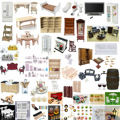1 12 Mini Dollhouse Furniture Simulation DIY House Room Miniature Model Toy Sets $17.99