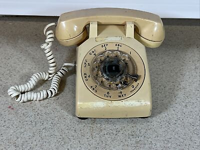 #ad Vintage Western Electric ATamp;T 500DM Rotary Desk Phone Beige 1970’s $11.99