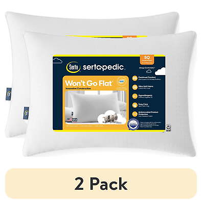 #ad #ad 2 pack Sertapedic Won#x27;t Go Flat Bed Pillow Standard Queen $18.58