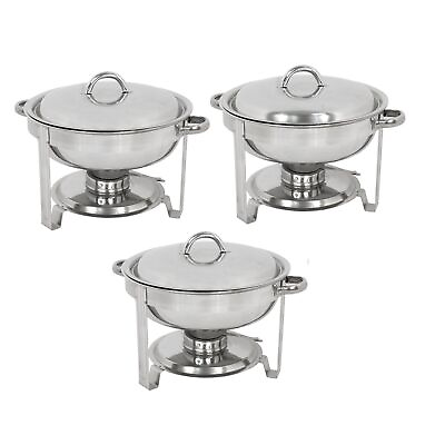#ad 3Pack Stainess Steel Catering Chafer Chafing Dish Sets Party 5 QT Warming Trays $90.58