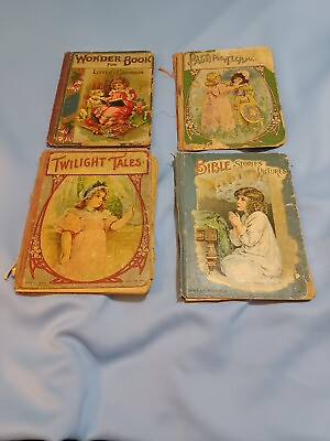 #ad #ad Antique Set of 4 Hardcover Children#x27;s Books Rare HTF See Listing $24.00