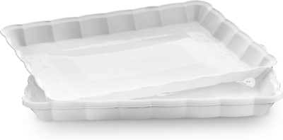 #ad Plastic Serving Trays Serving Platters Rectangle 9X13 Disposable Party Dish Wh $20.38
