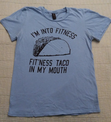 #ad Unisex Small Anvil Blue I#x27;m Into Fit#x27;ness Taco In My Mouth Funny T Shirt $13.50