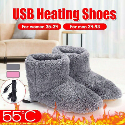 #ad Winter USB Warmer Foot Shoes Plush Warm Electric Slipper Feet Heat Washable USA $13.99