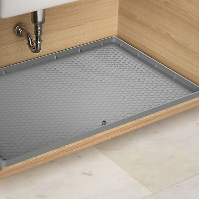 Under Sink Mat Waterproof Kitchen Cabinet Tray 34quot; x 22quot; Flexible Silicone $26.99