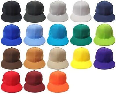 Plain Fitted Caps BULK Flat Bill Hats Hatco Solid Colors New Item $7.95