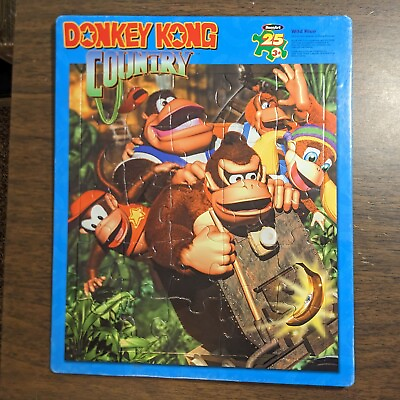 #ad Donkey Kong Country 25 Piece Rose Art Jigsaw Puzzle 2003 Nintendo Wild Ride $14.44
