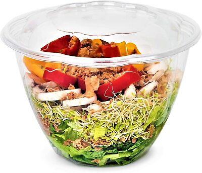 #ad 48 Oz Disposable BPA Free Clear Plastic Salad Rose Containers with Airtight Lids $219.98