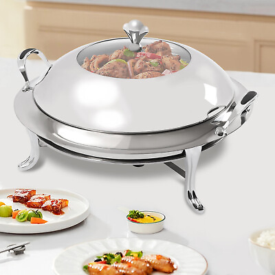 #ad #ad 3L Silver Round Chafing Dish Buffet Chafer Warmer Set Stainless Steel w Lid $38.00