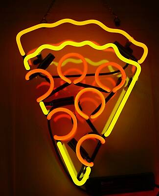 New Pizza Slice Neon Light Sign 12quot;x10quot; Lamp Beer Pub Acrylic Real Glass Gift $74.09