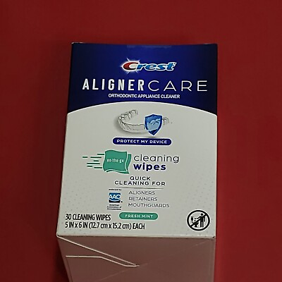 Crest Aligner Care Cleaning Wipes for Aligners Retainers Mouth Guards 30Ct $10.99