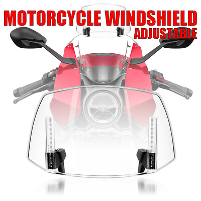 #ad 1X Motorcycle Universal Windshield Wind Screen Deflector Extension Spoiler Clear $23.88
