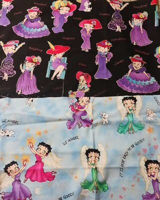 #ad Lot BETTY BOOP 3 Angel On Blue amp; 2 W red Hat On Black Total 5 Half YARD Pieces $29.99