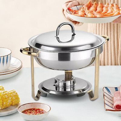 4L Round Buffet Chafing Dish Stainless Steel Restaurant Buffet Food Warmer Dish $34.20