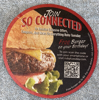 #ad Ruby Tuesday Paper Coaster $5.97