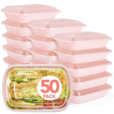 #ad 50 Pack Pink Meal Prep Containers 32oz to Go Containers for Food Disposable... $40.73