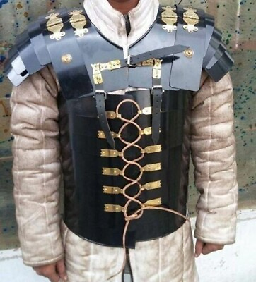 Roman Lorica Segmentata Historical Reenactment Body Armor Breast Guard Black $155.29