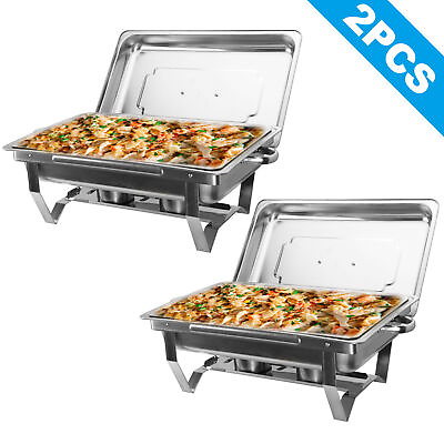 #ad 2 Pack 9.5 Qt Stainless Steel Chafer Chafing Dish Sets Bain Marie Food Warmer $59.99