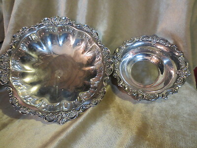 Wallace Baroque Silver Plate Vegetable Serving Bowl 8 3 4 Round Footed #201. $120.00
