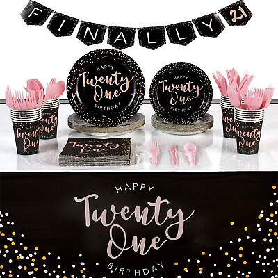 #ad Serves 24 21st Birthday Party Supplies Decorations for Girls Women Teens $25.99