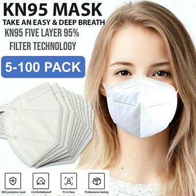 KN95 Face Mask Cover Ear Loop Disposable Protective Respirator 5 Layer 95% BFE $8.99